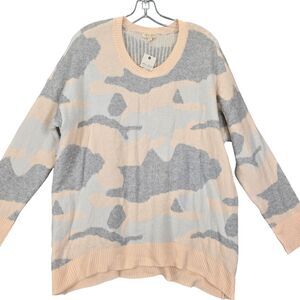 Ultra Flirt Orange Camo Sweater NEW Stretch Preppy Metallic Long Sleeves Women L